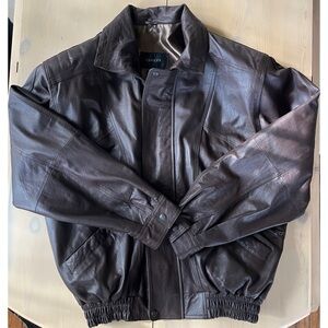 Vintage Brown Leather Bomber Jacket